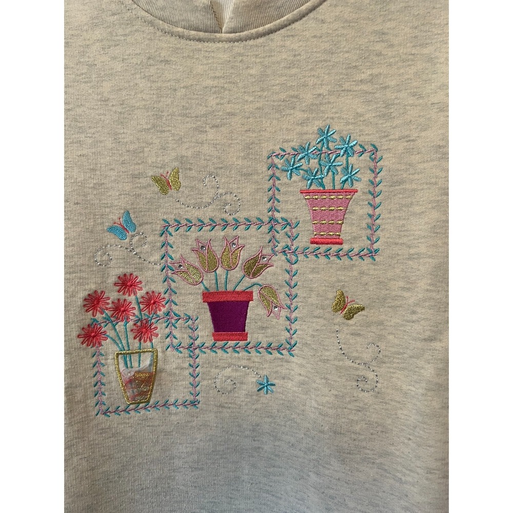 Breckenridge Cottagecore‎ Grandmacore Embroidered Sweatshirt Pullover Size L - Picture 3 of 9